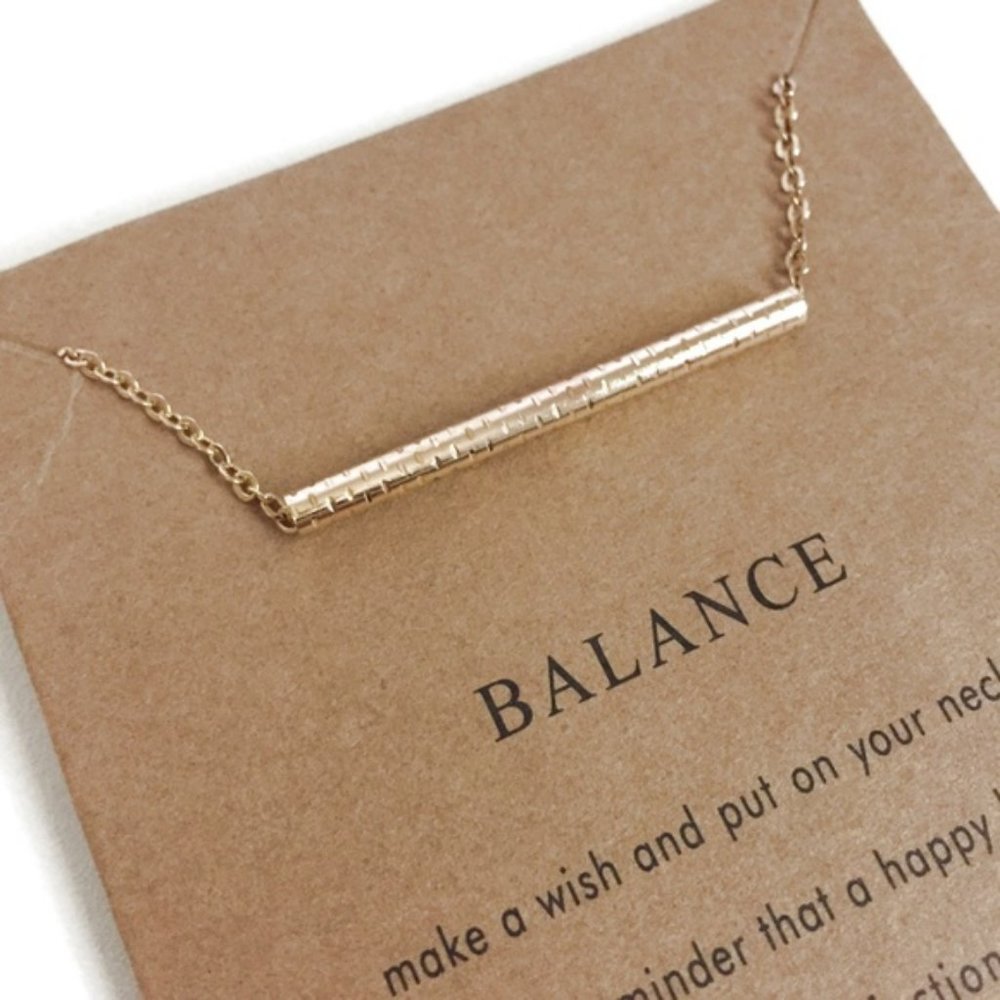 Balance Gold Bar Delicate Layering Necklace NEW!